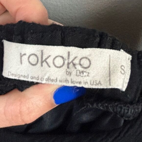 Rokoko Black Strappy Flowy Sleeveless Maxi Dress Sexy Side Slits Open Back LBD S - Picture 11 of 13